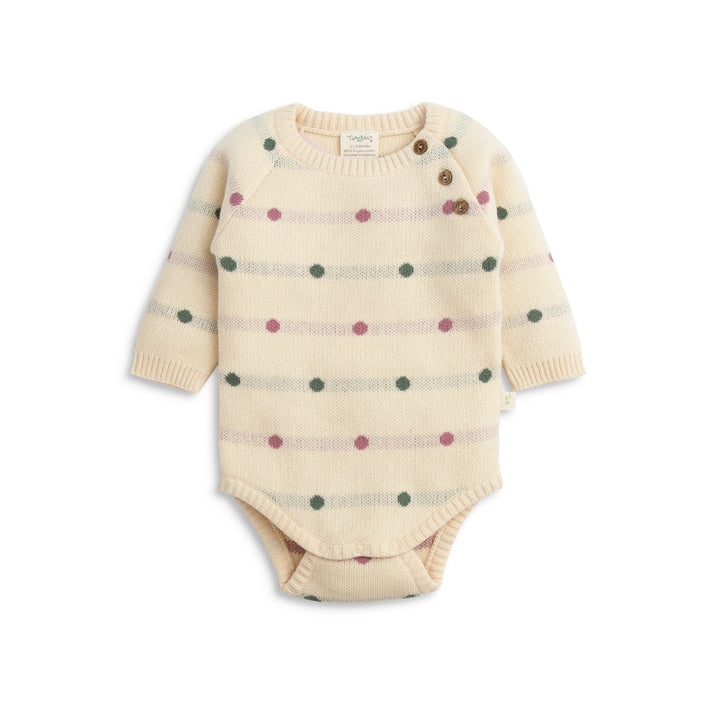 Organic Knitted Jaquard Bodysuit - Polka Dots